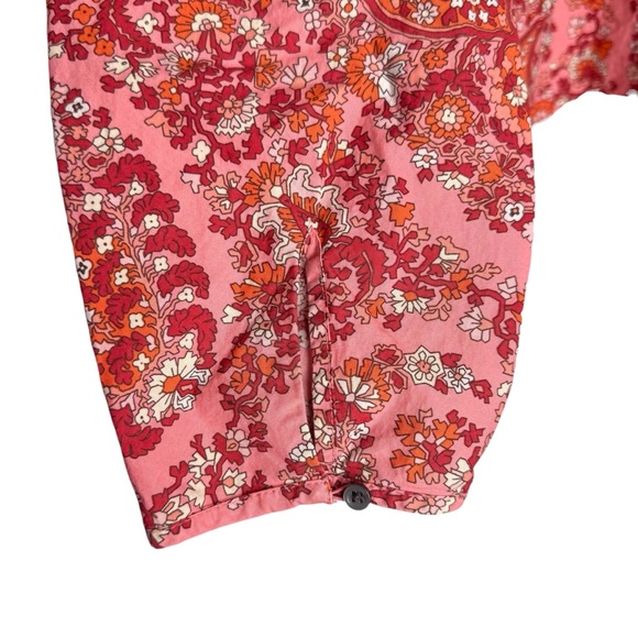 J. Crew Puff Sleeve Top Blouse Oversized Paisley Print Pink Women Size XL Ruffle - Picture 9 of 13
